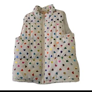 Faded Glory Vest PUffer White Colors Hearts sz M (7-8) Used